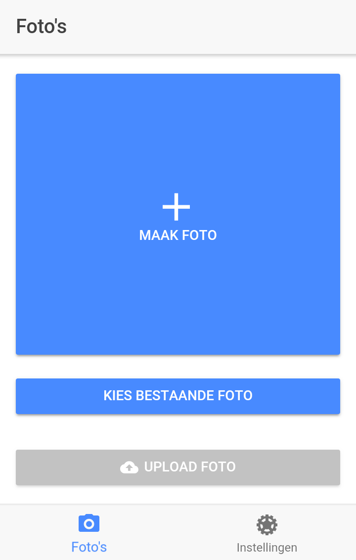 Klik op "Maak foto" of "Kies bestaande foto"