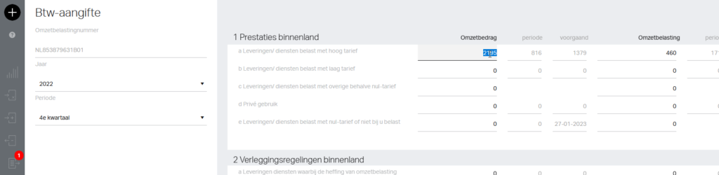 In het formulier kun je de waarden van de btw-aangifte met de hand aanpassen.